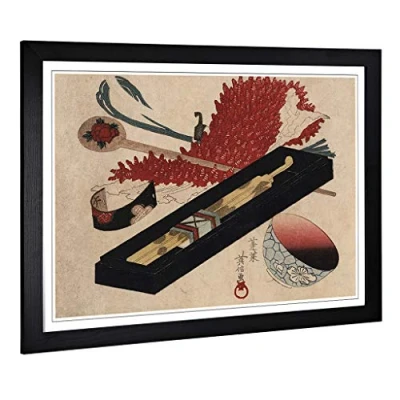 Image of Big Box Art Framed Print of Japanese Oriental Design Wall Picture Home Decor for Kitchen, Living, Dining Room, Lounge, Bedroom, Hallway, Office, Black, A2 / 24.5x18 Inch 62x45cm