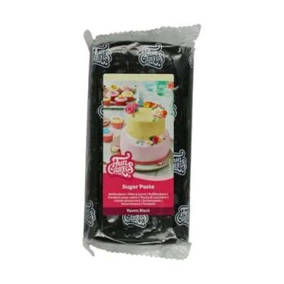 Image of FunCakes Sugar Paste Raven Black, Easy to Use, Smooth, Flexible, Soft and Pliable, Perfect for Cake Decorating, Halal, Kosher Gluten Free, 1 kg