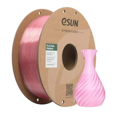 Image of eSUN Clear Rainbow PLA Filament 1.75mm, Translucent Multicolored 3D Printing 1KG Spool (2.2 LBS) for Printers,Pink Crystal