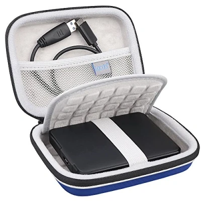 Image of Lacdo External Hard Drive Carrying Case for Seagate Portable/Game PS4/Expansion/Backup Plus Slim/One Touch Shockproof Travel Bag USB 3.0 2.5 inch HDD 1TB 2TB 3TB 4TB 5TB Cable Pouch, Blue