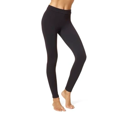 Image of HUE Women&#039;s Wide Waistband Blackout Cotton Leggings, Assorted Hosiery, Black, S