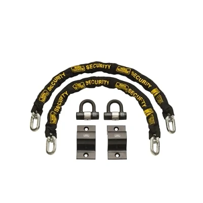 Image of Burg Wachter Sold Secure Diamond &amp; Gold 12mm Keyed Alike Chain Lock Ground Anchor Twin Pack, Black, 1M