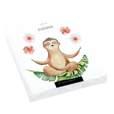 Image of 20 Napkins Sloth during Yoga Exercise Animals Zoo Kidner Hibiscus Table Decoration Decoupage 33 x cm