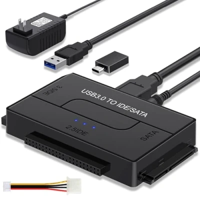 Image of SATA/IDE to USB 3.0 Hard Drive Adapter, EYOOLD Ultra Recovery Converter for Universal 2.5 3.5 Inch SATA and IDE HDD, SSD 5.25 DVD/CD ROM Optical