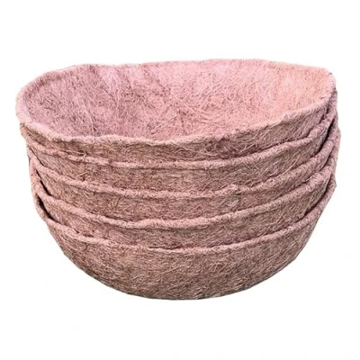 Image of Selections Pack of 5 Round Coco Garden Hanging Basket Planter Liner (35cm)