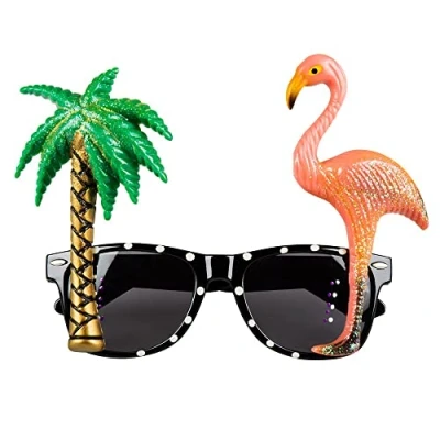 Image of Boland 52517 Hawaiian Party Glasses with Flamingo and Palm Tree, Costume Accessories, Fancy Dress Costumes, Carnival, Summer