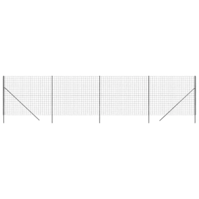 Image of vidaXL Wire Mesh Fence Anthracite 1.4x10m Galvanised Steel with PVC Coating Ideal for Garden, Yard, Farm Entities Comes Complete Set of Fittings