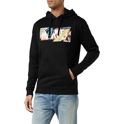 Image of Marvel Men&#039;s Scrapbook Logo Hooded Sweatshirt, Black, XXL UK