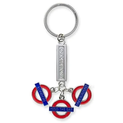 Image of London Underground Roundel Charms Silver Bar Keyring (gwc)