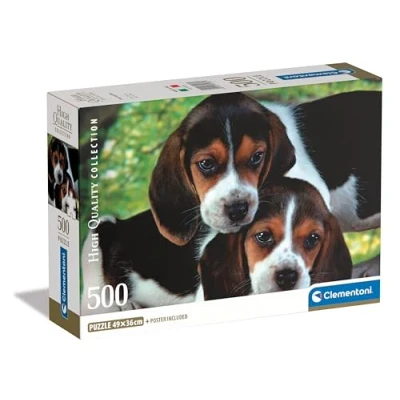 Image of Clementoni Jigsaw Puzzle Collection Close Together 500 Pieces Poster Included, For Adults 14 99 Years, Gift Men/Women, Animals, Beagle, Made In Italy, 35536