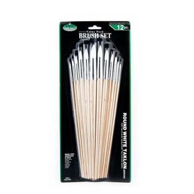 Image of Royal and Langnickel Round Taklon Variety Long Handle Brush Set White (Pack of 12)