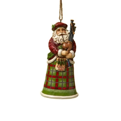 Image of Jim Shore Heartwood Creek Scottish Santa Stone Resin Hanging Ornament, 4.75, Christmas