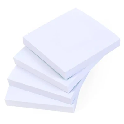 Image of Evergreen Goods 4 Pads White Sticky Notes 100 Sheets per Pad (76x76mm) Clean and Minimalist Design for Office Memos, Study Notes, Organised Reminders