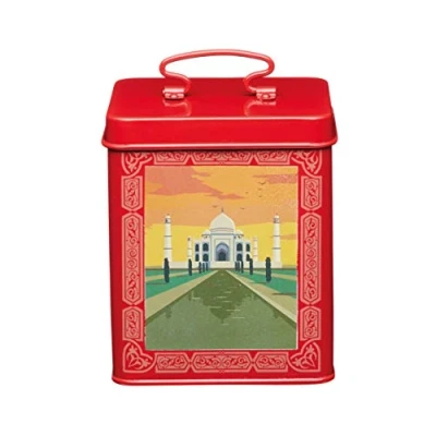 Image of KitchenCraft World of Flavours Airtight Metal Food Storage Container, 11 x 14 cm (4.5&quot; 4.5&quot; 5.5&quot;) Red