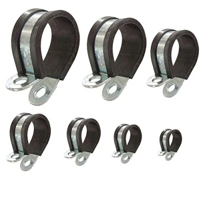 Image of P Clips Rubber Lined Steel Pipe Clip Clamp Choice: Ø 20mm / Band 15mm, 4 pcs
