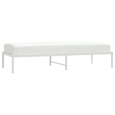 Image of vidaXL 2FT6 Small Single Metal Bed Frame Robust and Durable Construction Extra Storage Space Timeless Design White Suitable Mattress Size 75x190 cm