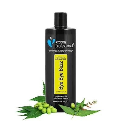 Image of GROOM PROFESSIONAL Bye Buzz Dog Shampoo Flea for Dogs Itchy Skin Conditions &amp; Soothes Relieves Irritations Deep Cleansing Formula, 450ml