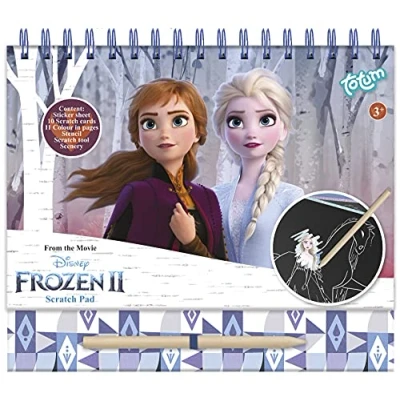 Image of Frozen II Scratch Book: Book &amp; Colouring with Stencils and Glitter Stickers Anna Elsa Activity for Home Travel 681439, [A] &#039;Blue, White, Silver&#039;