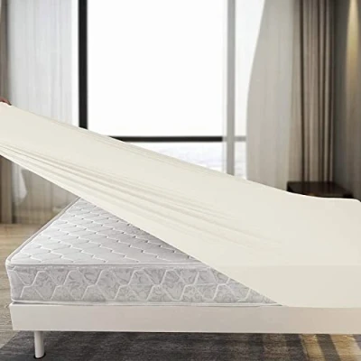 Image of Super King Fitted Sheets Brushed Cotton Jersey Bed Sheet Size Cream Deep Cover (SuperKing, Cream).
