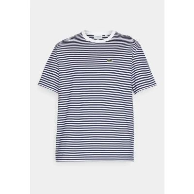 Image of Lacoste Print Tshirt, Men&#039;s, Size: Small, White/navy blue