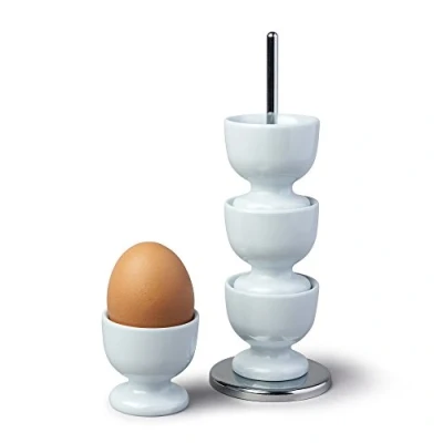 Image of Zeal G277B Stack and Store Cups/Holders, Set of 4 with Chrome Storage Carry Stand, Duck Egg Blue