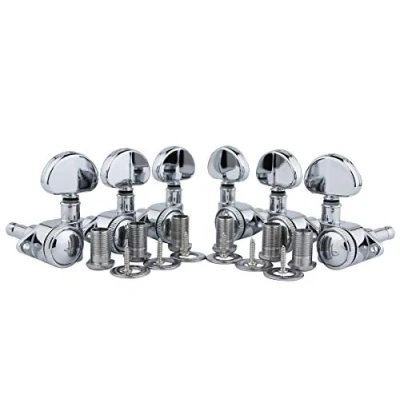 Image of Guyker Guitar Locking Tuners (3L + 3R) 1:21 High End Roto Grip Rotomatic Lock String Tuning Key Pegs Machine Head with Big Handle Replacement Chrome