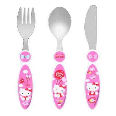 Image of Hello Kitty Children&#039;s Kids 3pcs Cutlery Set Knife/Fork/Spoon