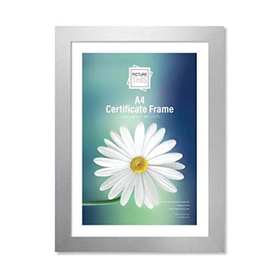 Image of Photo Frames Silver A4, Wooden Frame, Glass Picture Freestanding and Wall Mountable Modern Portrait or Landscape Table Top (A4)