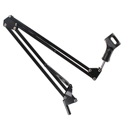 Image of Adjustable Microphone Suspension Boom Scissor Arm Stand Compact Mic Made of Durable Steel for Radio Studio