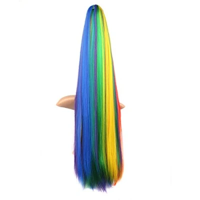 Image of MapofBeauty Rainbow Colors Long Straight Clip on Ponytails/Cosplay Wig (Ponytails)