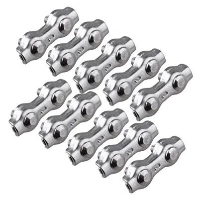 Image of BQLZR 304 Stianless Steel Wire Rope Double Clips Clamps Buckle 2 Post Cable Clamp Clip Polywire Connectors Pack of 10
