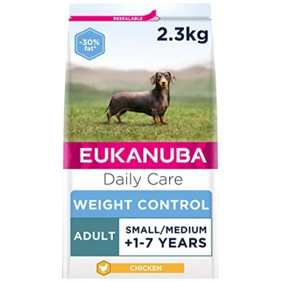 Image of Eukanuba Weight Control Low Fat Complete Dry Dog Food for Adult Small and Medium Breeds with Chicken 2.3 kg