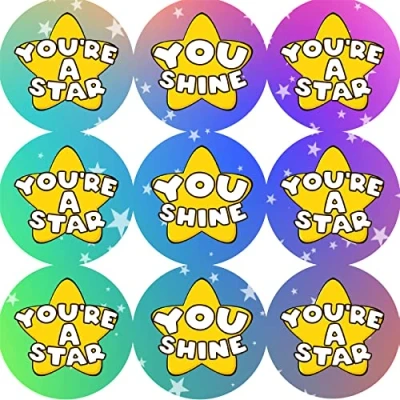 Image of 144 Star Shine 30mm Stickers Glossy Reward for School Teachers Nursery