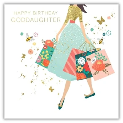 Image of Goddaughter Birthday Card Special Finish and Embellishments Stylish Feminine Design Made in the UK