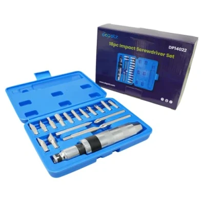 Image of Dapetz ® 18pcs Impact Screwdriver Set, Manual Reversible Driver Kit with 1/2 Inch Square Drive, Magnetic Phillips and Slotted Bit, Damaged Screw Extractor
