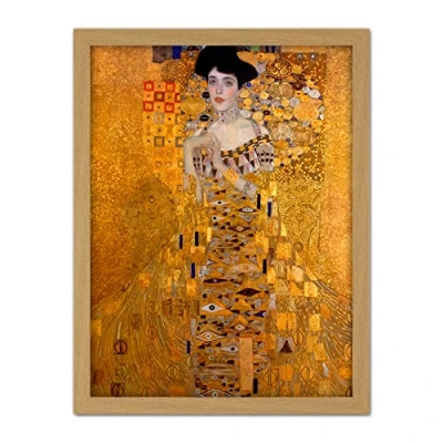 Image of Wee Blue Coo Klimt Portrait Adele Bloch Bauer Artwork Framed Wall Art Print 18X24 Inch