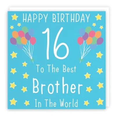 Image of Hunts England Large Brother 16th Birthday Card Happy 16 To The Best In World Iconic Collection 210 x mm Age