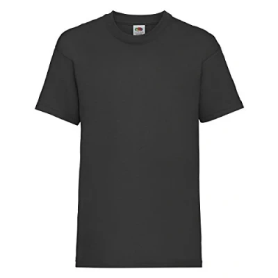Image of Fruit of the Loom Unisex Kids Valueweight Short Sleeve T Shirt, Black, 10 11 Years (Manufacturer Size:32)
