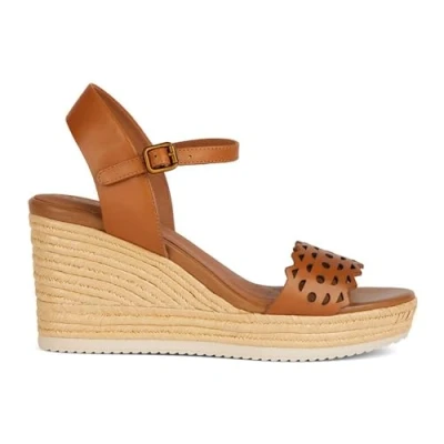 Image of Geox Women&#039;s D Ponza A Wedge Sandal, Cognac, 2 UK