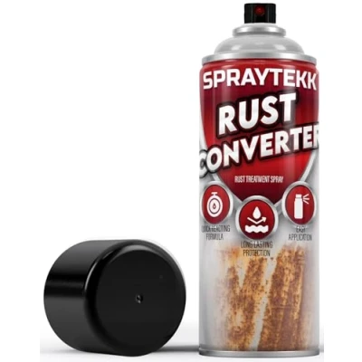 Image of SPRAYTEKK Rust Converter Spray 400ml Epoxy Based Neutralizer &amp; Corrosion Inhibitor Transforms into a Stable, Protective Surface Ideal for Vehicles, Tools Outdoor Metal (1)