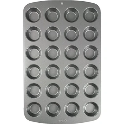 Image of PME CSB111 Carbon Steel Non Stick 24 Cup Mini Muffin Pan Grey