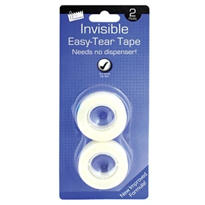 Image of Just Stationery 18mmx33m Invisible Easy Tear Tape (Roll of 2)