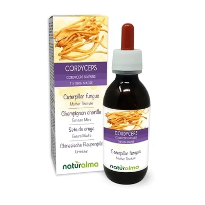 Image of Cordyceps or Caterpillar Mushroom (Cordyceps sinensis Ophiocordyceps sinensis) Fungus Alcohol Free Mother Tincture Naturalma Liquid Extract Drops 120 ml Food Supplement Vegan