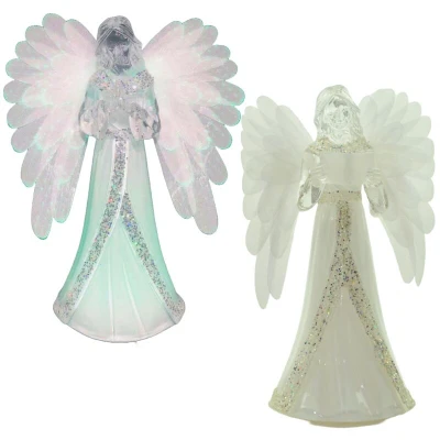 Image of SHATCHI 21cm Novelty LED Fibre Optic Light Up Angel Figure Colour Changing Wings Christmas Xmas Home Table Decoration Gifts Present
