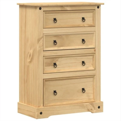 Image of vidaXL Corona Chest of Drawers 80 x 43 114 cm Solid Pine Wood, Drawers, Filing Cabinet, Storage Sideboard