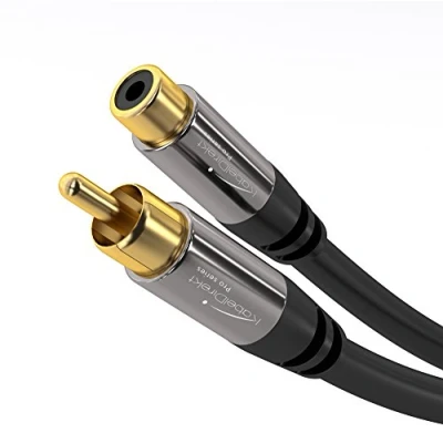 Image of KabelDirekt RCA extension cable 3m extra break resistant Hybrid for brilliant sound quality (subwoofer/audio cable, male to female, ideal amplifier/HiFi, analog &amp; digital)