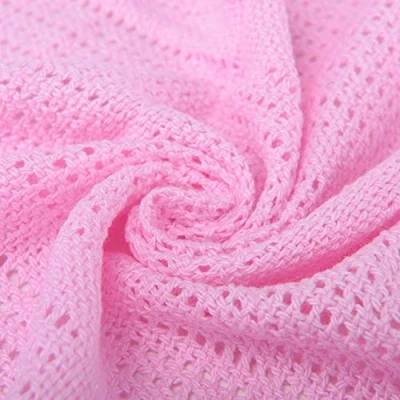Image of DUDU N GIRLIE Cot Bed Cellular Blanket Extra Soft Baby 100% Breathable Cotton All Season Travel (100 x 150 cm) Pink.