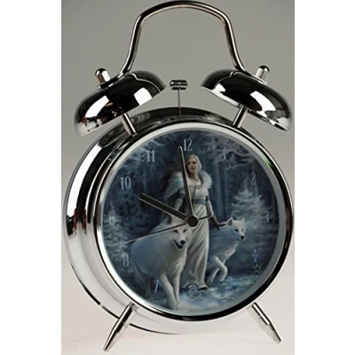Image of Winter Guardians White Wolf Art Alarm Clock By Anne Stokes (17x10cm)