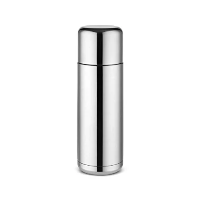 Image of Alessi Nomu NF04 Vacuum Flask 18/10 Stainless Steel Mirror Polished, Thermoplastic Resin, Silver, 6.4 x 20 cm