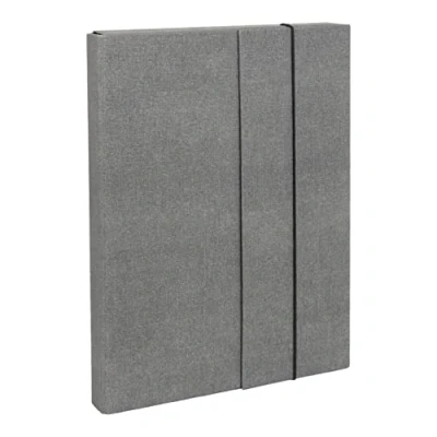 Image of Bigso Box of Sweden A4 Folder with Elastic Strap Fibreboard and Paper File Spacious Organiser for Documents, Files, Letters etc. Grey